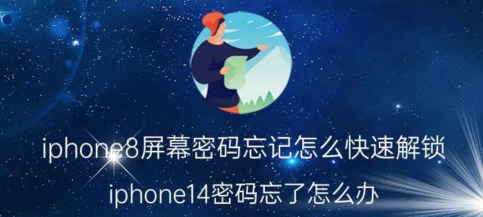 iphone8屏幕密码忘记怎么快速解锁 iphone14密码忘了怎么办？